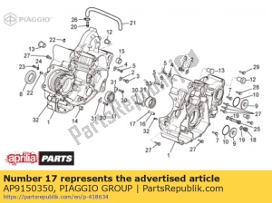 aprilia AP9150350 o-ring d8.73x1.78 - Lado inferior