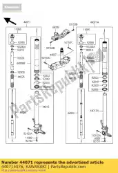 Ici, vous pouvez commander le amortisseur-assy, ?? Fourche, lh, or zx100 auprès de Kawasaki , avec le numéro de pièce 440715076: