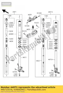 kawasaki 440715076 demper-assy, ??vork, links, goud zx100 - Onderkant