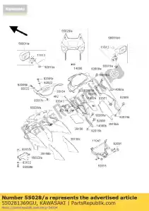 Kawasaki 550281369GU motorkap, upp, smp. zilver - Onderkant