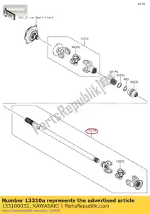 kawasaki 133100032 01 conjunto de eje, lado del motor delantero - Lado inferior