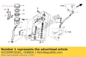 Honda 43320MCSG01 mangueira comp. a, freio secundário - Lado inferior