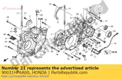 Aqui você pode pedir o parafuso, pino, 12x181 em Honda , com o número da peça 90031HP6A00: