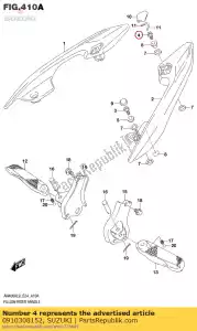 suzuki 0910308152 bolt,gear shf g - Bottom side