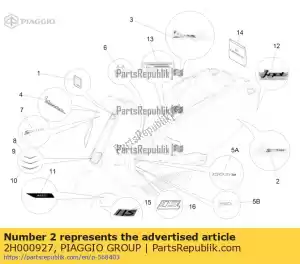 Piaggio Group 2H000927 plaque signalétique 