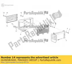 Here you can order the water cooler grille from Piaggio Group, with part number GU06582600: