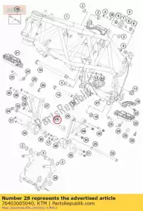 ktm 76403005040 miembro cruzado - Lado inferior