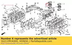 isolator, gasklephuis van Honda, met onderdeel nummer 16211MCA000, bestel je hier online: