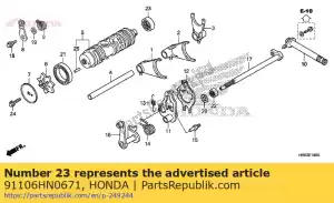 Honda 91106HN0671 bearing, needle, 20x26x12 - Bottom side