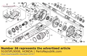 Honda 91005PL9008 roulement à billes, 6009 (ntn) - La partie au fond