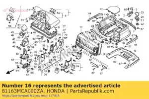 Honda 81163MCA000ZA moldura, centro del maletero * nh - Lado inferior