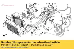 Aquí puede pedir manguera, radiador inferior de Honda , con el número de pieza 19501MET640: