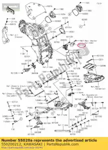 kawasaki 550200212 guarda, degrau da frente, rh zx1400a6f - Lado inferior