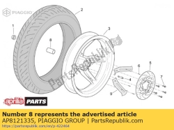 Aprilia AP8121335, Entretoise de roue arrière, OEM: Aprilia AP8121335