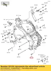 Kawasaki 921540267 parafuso, suporte do motor, 18x53. - Lado inferior