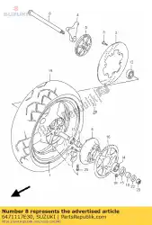 Here you can order the axle ,rear from Suzuki, with part number 6471117E30: