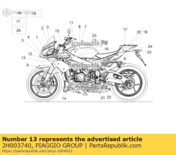 Aprilia 2H003740, Pegatina lado izquierdo carenado, OEM: Aprilia 2H003740