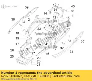 Piaggio Group 62025100XN2 parte posteriore del corpo sinistra - Il fondo