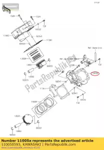 Kawasaki 110050593 cilindro-motor, rr - Lado inferior