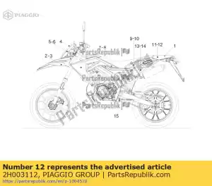 Piaggio Group 2H003112 calcomanía de carenado trasero izquierdo - Lado inferior