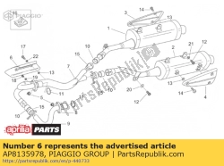 Aprilia AP8135978, Bescherming uitlaatpijpen, OEM: Aprilia AP8135978