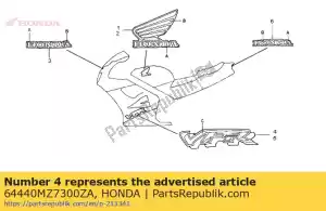 Honda 64440MZ7300ZA marca, r. capucha media * tip - Lado inferior