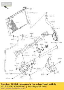 Kawasaki 161600766 cuerpo, termo - Lado inferior