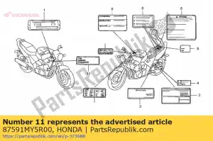 Honda 87591MY5R00 etichetta a prova di manomissione - Il fondo