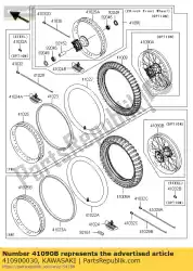 Ici, vous pouvez commander le roue, rr, 2. 15x19, alun ni auprès de Kawasaki , avec le numéro de pièce 410900030: