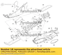 CM0244030090, Piaggio Group, Cobertura lateral esquerda piaggio x x evo x8 zapm36401 zapm36601 125 150 200 250 400 2004 2005 2006 2007 2008 2016, Novo