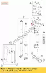 Ici, vous pouvez commander le pince triple supérieure x = 22 mm ou auprès de KTM , avec le numéro de pièce 7720103402204: