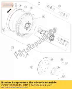 ktm 7500937000004S llanta delantera 3,5x17tl - Lado inferior