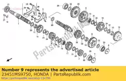 versnelling, hoofdas th van Honda, met onderdeel nummer 23451MS9750, bestel je hier online: