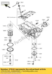 Qui puoi ordinare interruttore, pressione olio vn1500-c3 da Kawasaki , con numero parte 270101360: