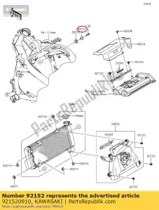 Kawasaki 921520910 kraag, 6,5x10x13,1 - Onderkant