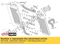 Aprilia 85164R, Waterkoeler. reh, OEM: Aprilia 85164R