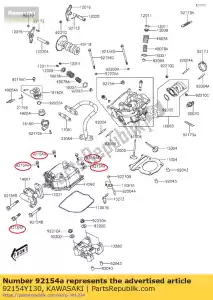 Kawasaki 92154Y130 perno, brida, 6x25 - Lado inferior