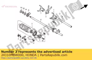 Honda 24310MBW000 comp. tambor, câmbio de marchas - Lado inferior