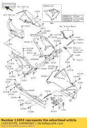 Qui puoi ordinare staffa, lwr cowling, lh zx1000- da Kawasaki , con numero parte 110530339: