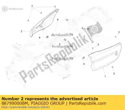 rechts zijpaneel. Wit van Piaggio Group, met onderdeel nummer 88799000BM, bestel je hier online:
