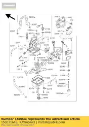 Here you can order the carburetor-assy kx250-l3 from Kawasaki, with part number 150031648: