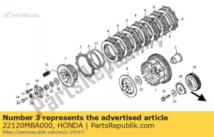 honda 22120MBA000 centro, embrague - Lado inferior