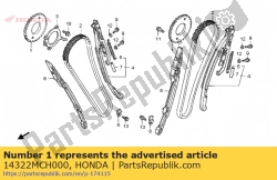 Hier finden Sie die kettenrad, nocken (42t) von Honda. Mit der Teilenummer 14322MCH000 online bestellen: