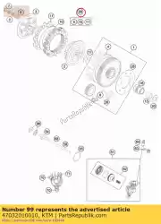 Ici, vous pouvez commander le kit d'embrayage 105/85 sx 03-14 auprès de KTM , avec le numéro de pièce 47032010010: