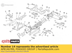 Aprilia AP8146789, Right footrest support, OEM: Aprilia AP8146789