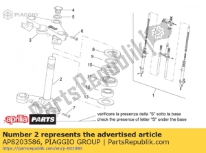 aprilia AP8203586 base del tallo - Lado inferior