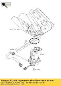 Kawasaki 510440060 conjunto de tubos, combustível kx450e9f - Lado inferior