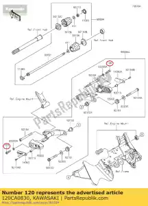 Kawasaki 120CA0830 douille à boulon, 8x30 - La partie au fond