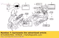 87520KRJ900, Honda, etiqueta, a prueba de manipulaciones honda fes pantheon  fes125 125 , Nuevo