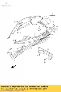 Suzuki 4711103H00YD8 afdekking, frame r - Onderkant